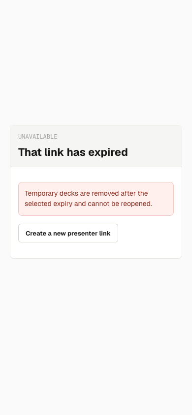Expired HTML Slide Presenter session message