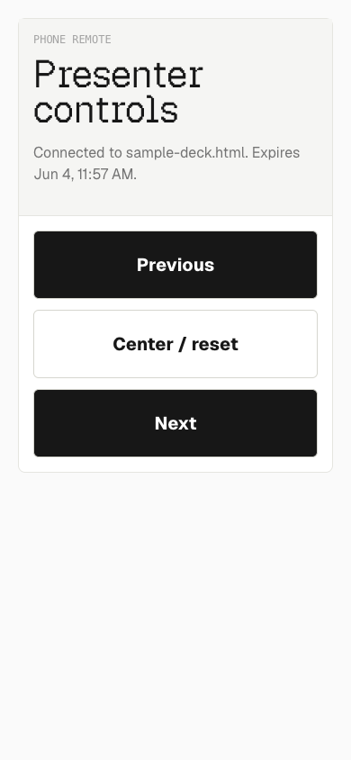 Phone remote with previous, center reset, and next controls