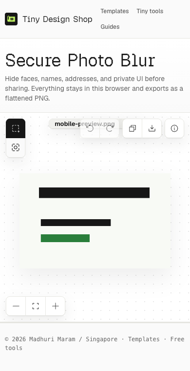 Secure Photo Blur mobile editor view