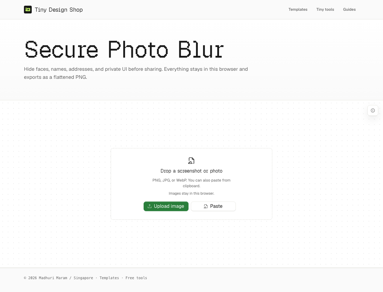 Secure Photo Blur empty upload state